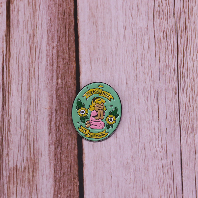 Praying Girl Brooch Cute Spiritual Power Badge