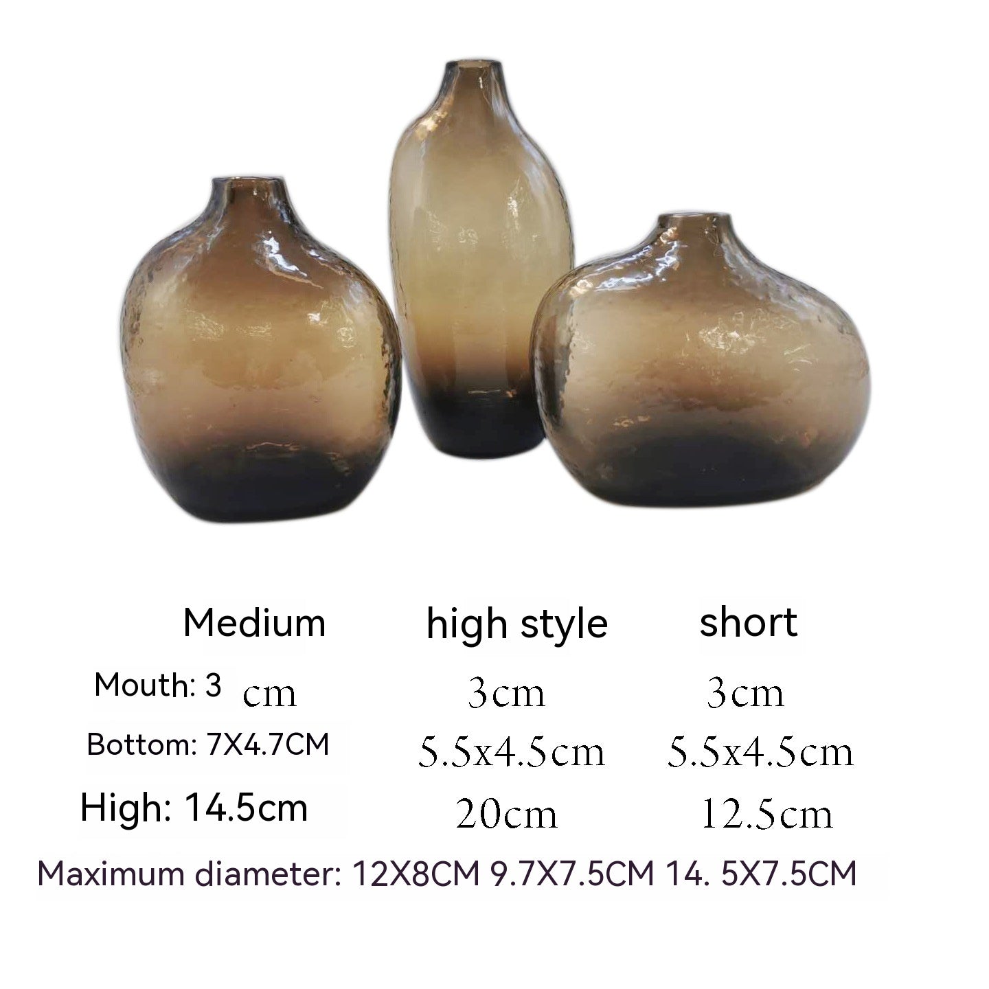 Zen Hammered Pattern Glass Irregular Vase