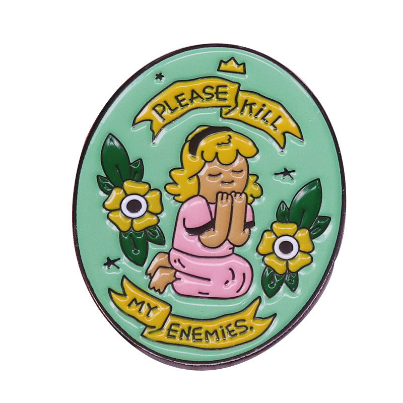 Praying Girl Brooch Cute Spiritual Power Badge