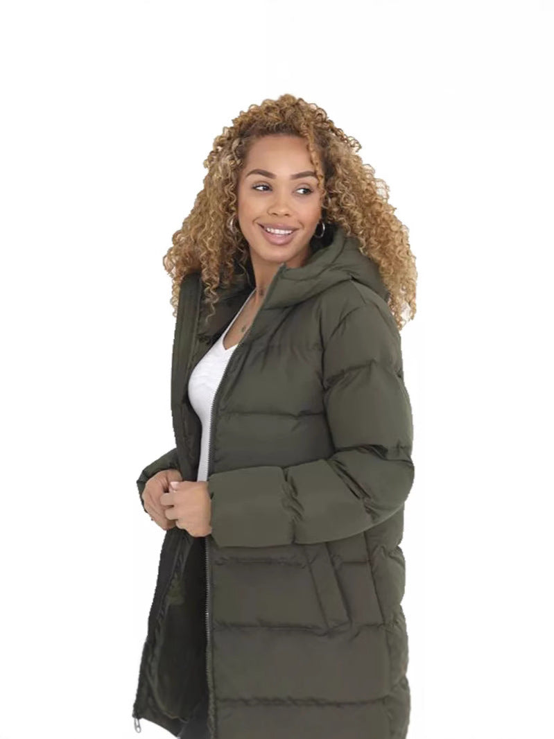 Thick Hooded Thigh Long Winter Warm-keeping Cotton Clothing Women