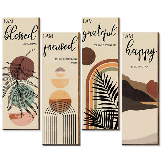 Boho Wall Art Prints 11 x 4 x 1 Inch Set of 4 Mid Century Positive Affirmations Wall Decor Inspirational Boho Prints Wall Art Minimalist Home Decor Prints for Kitchen Bedroom Living Room No Frame